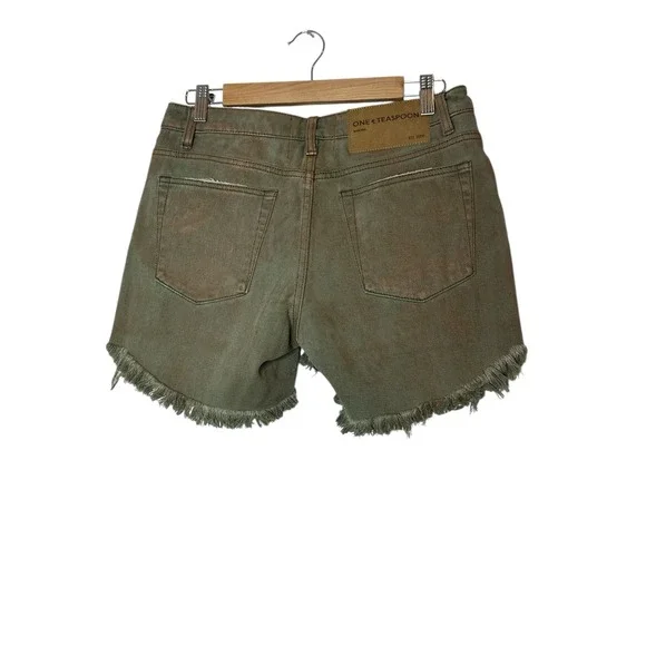 One Teaspoon Jean Shorts Women 26 Green GoldDistressed summer Vacation‎ New